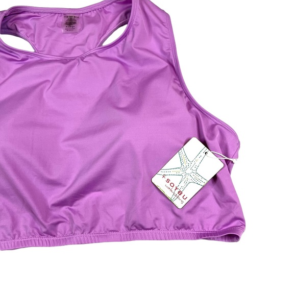 Soybu NWT XL Curacoa Scuba Crop Racerback Swim Top Hydrangea New - Picture 4 of 9